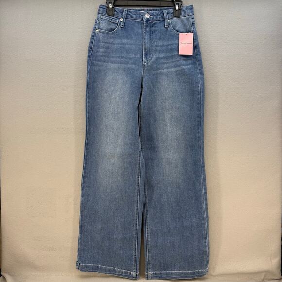 Juicy Couture Jeans Women's 7/28 Blue Lunita Wide Leg Rhinestone Logo Flare NWT - Picture 2 of 14